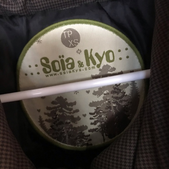 SOIA & KYO down puffer coat brown houndstooth XS - Picture 10 of 15